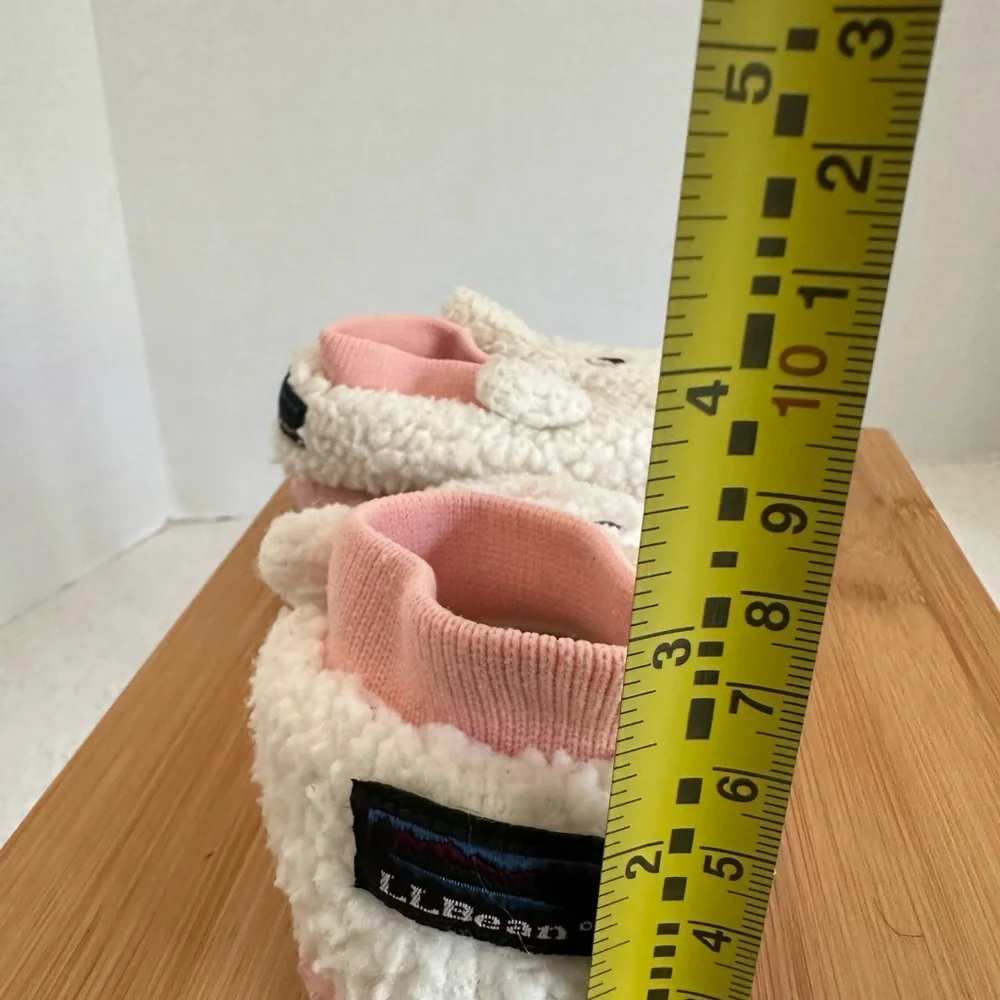 COPY - L.L.Bean Toddler Size 3/4 Animal Paws Slippers. White & Pink Bunny!